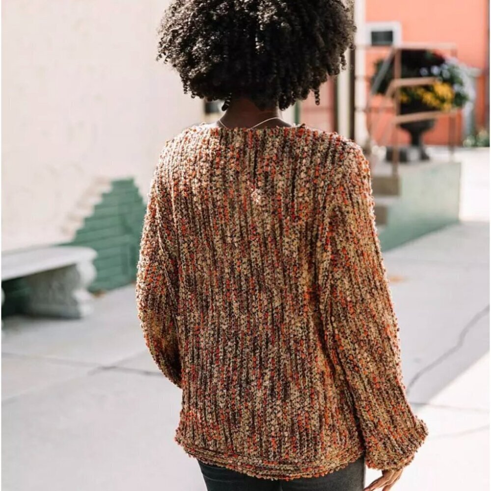 Blu Pepper Size Xl Nubby Surplice Twist Sweater Brown Chunky Knit Fall Cozy Boho - Picture 3 of 9